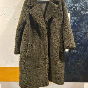 Olive green Teddy coat. Stand out colour. Like new.